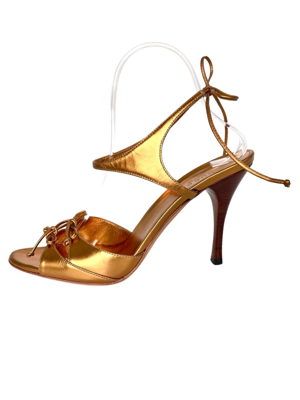 Gucci Tom Ford Era Gold Metallic Strappy Heels Y2K Size 8.5 - Picture 3 of 15